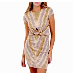 Anthropologie Maronie 💯 cotton tie dye tan/lavender tee shirt dress. Size M NWT